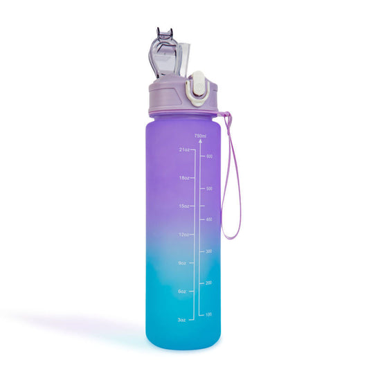 Športna plastenka za vodo -750ml - BPA FREE - vijolčno/modra z vgrajeno slamico - Plastenka za vodo
