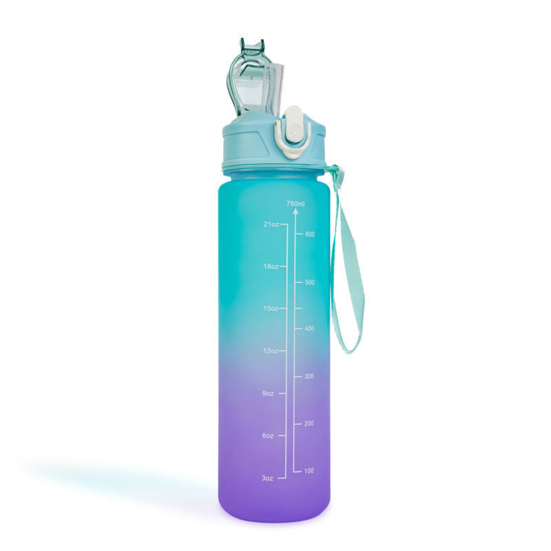 Športna plastenka za vodo - 750ml - BPA FREE - zeleno/vijolična z vgrajeno slamico - Plastenka za vodo