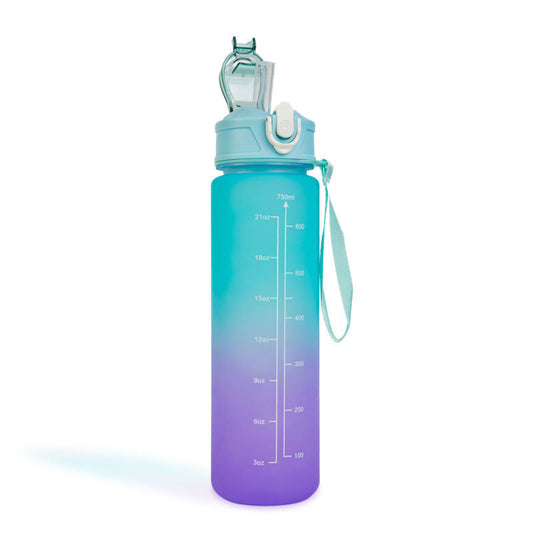 Športna plastenka za vodo - 750ml - BPA FREE - zeleno/vijolična z vgrajeno slamico - Plastenka za vodo