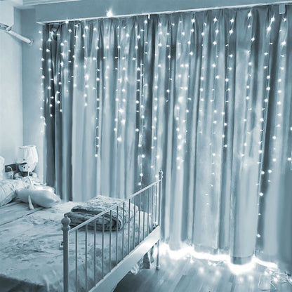 Zunanja svetlobna zavesa s 100 LED diodami 2,2m hladno bela omrežno napajanje IP44 - 8 programov - Osvetlitev